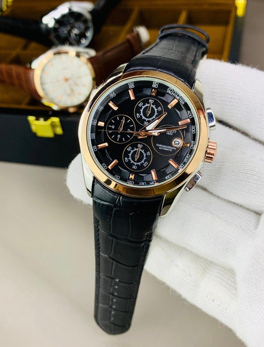 Tissot Chronograph Black - Dual Bezel - Leather Edition