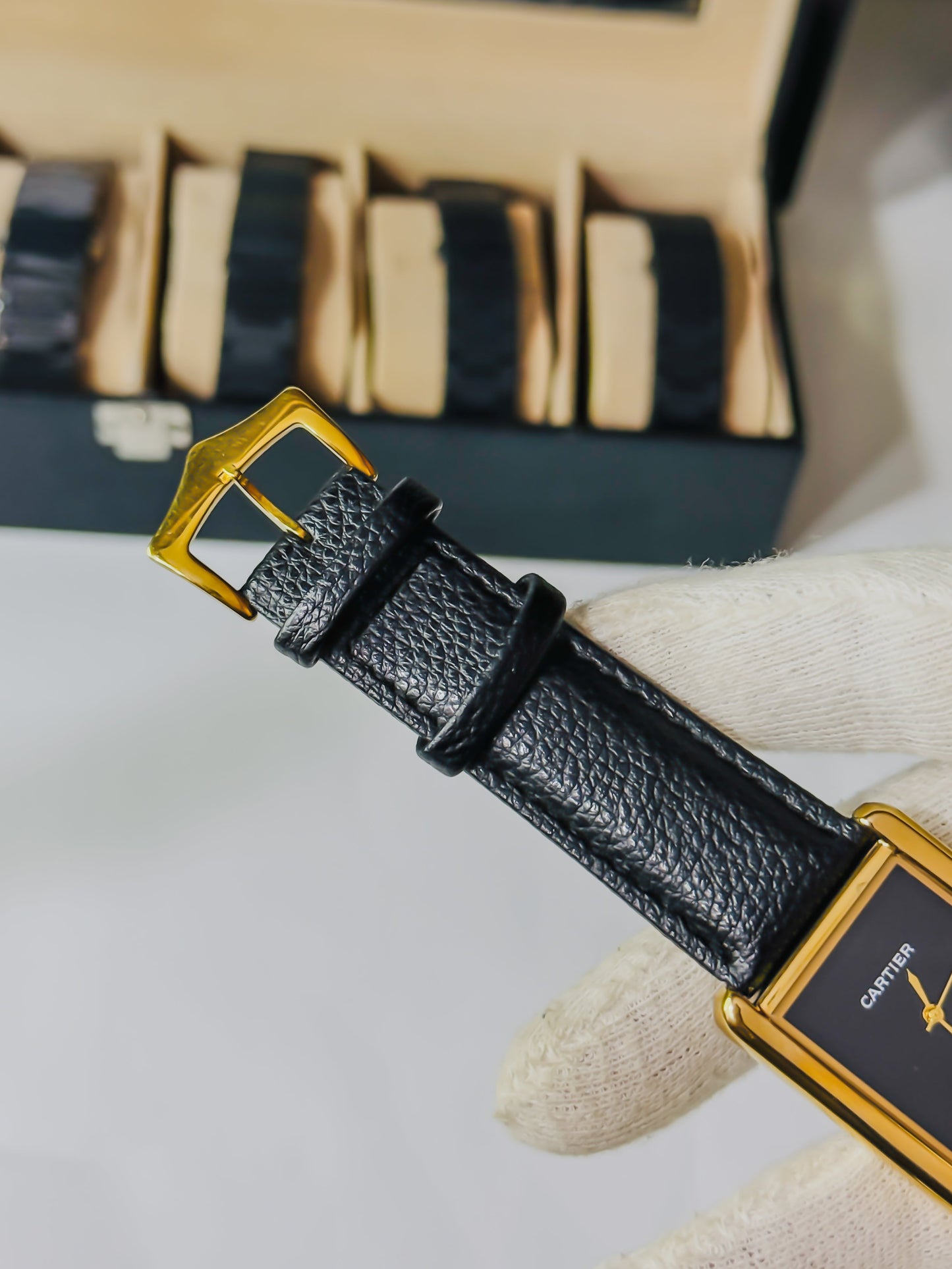 Old Money Tank Watch - Black Leather Edition