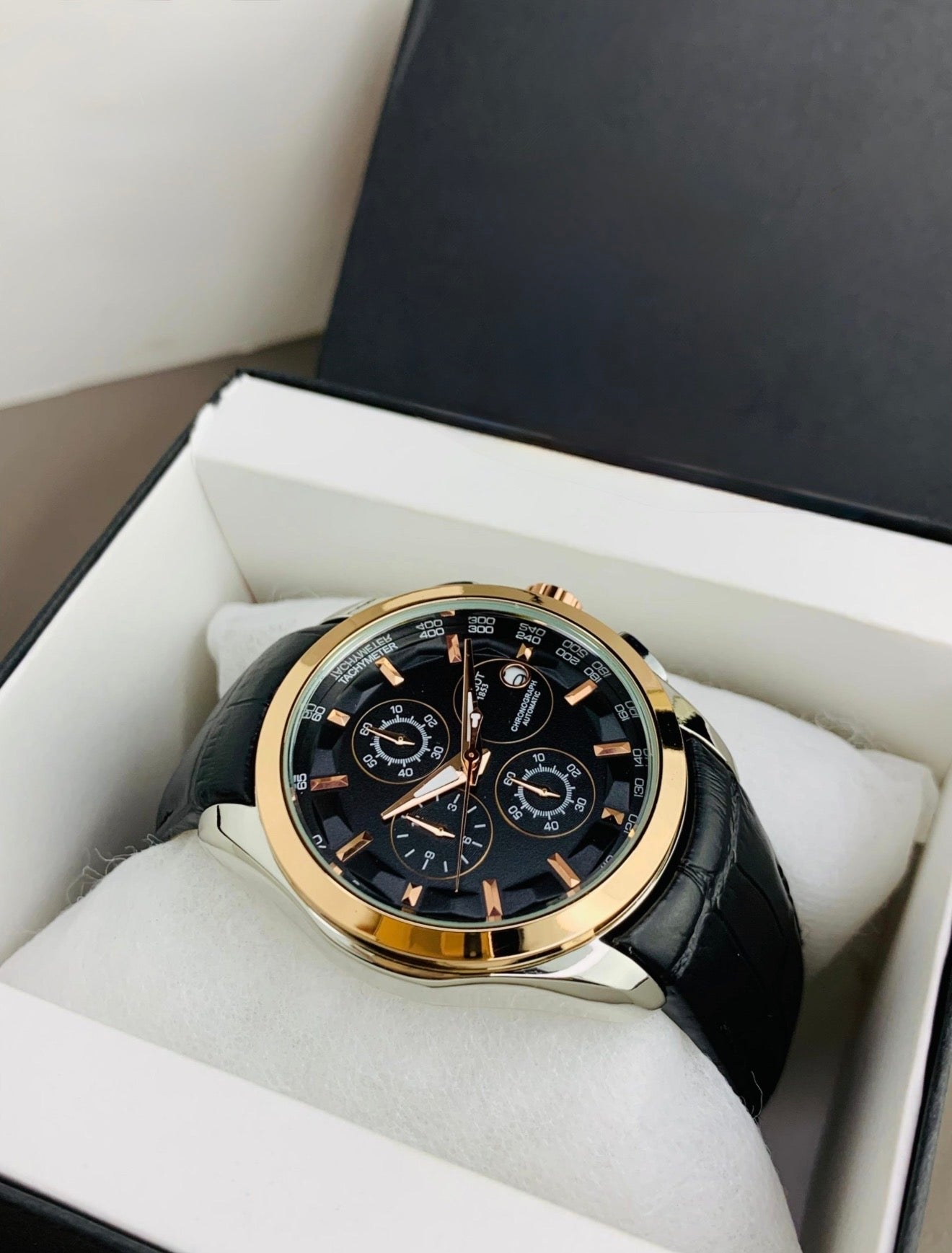 Tissot Chronograph Black - Dual Bezel - Leather Edition