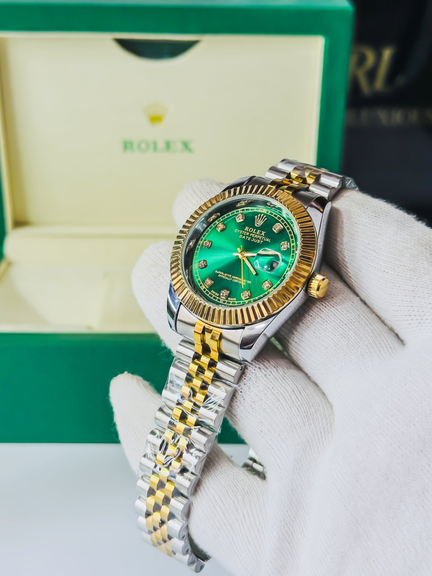 Royale Date Just - Two Tone Green Dial