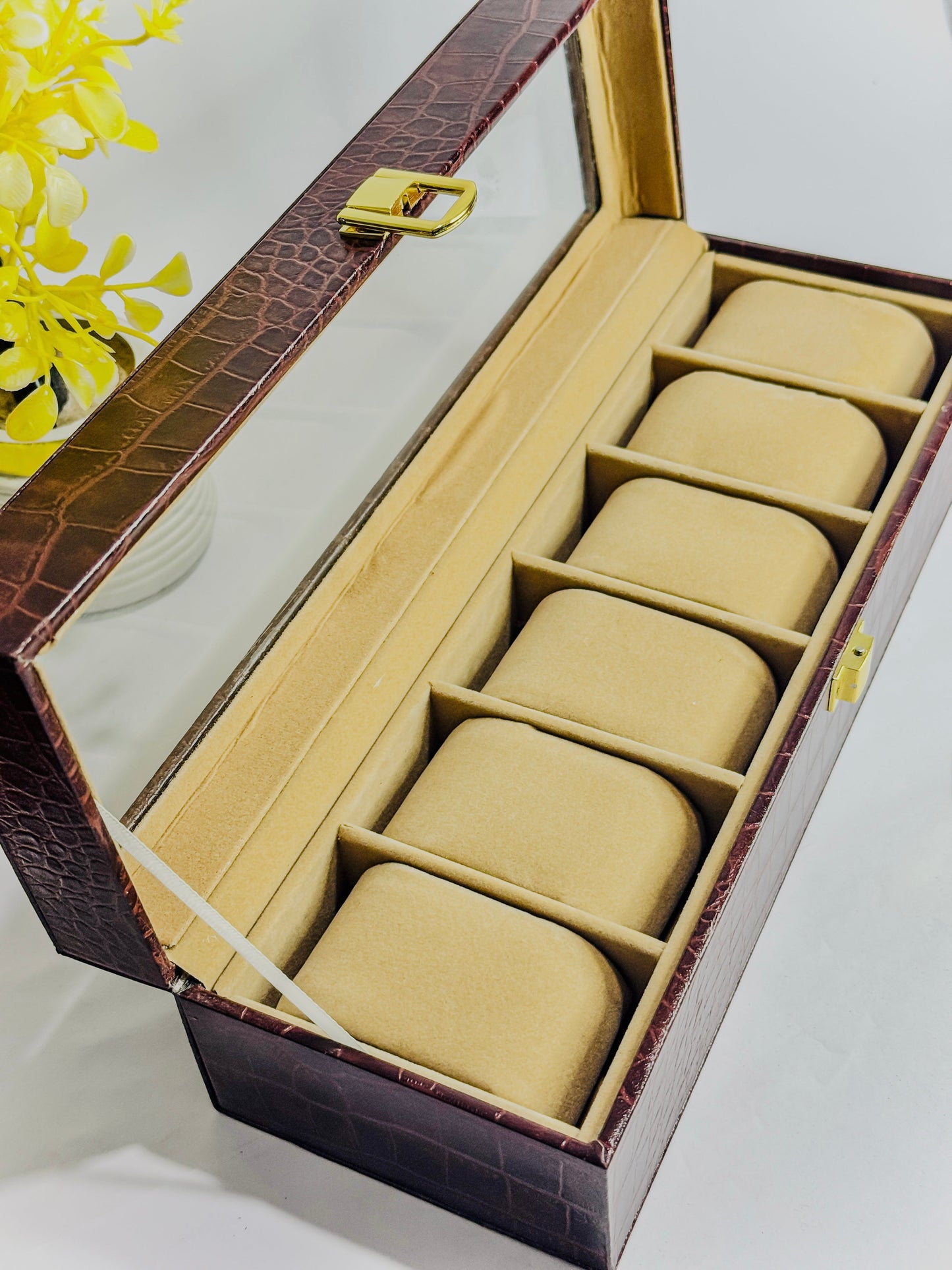 Premium 6-Slot Leather Watch Storage Box
